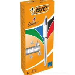 Scatola 12 penne Bic 4 Colours Shine argento