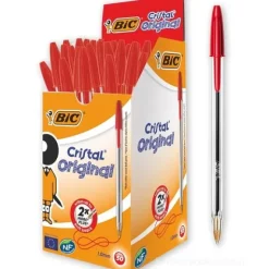 Scatola 50 penne Bic Cristal Original punta media colore rosso