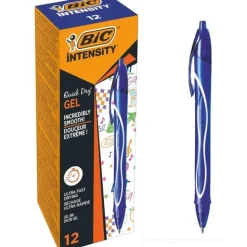Scatola 12 penne Bic Gelocity Quick Dry punta media 0,7 mm colore blu