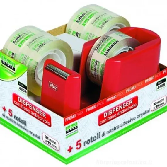 Set dispenser nastro adesivo con 5 rotoli (colori assortiti)