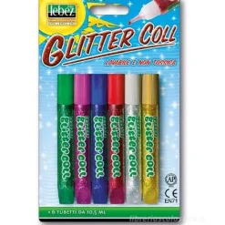 Set 6 pezzi colla stick Glitter 10ml (colori assortiti)