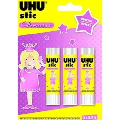Set 3 pezzi colla stick Uhu Stic Princess 8g