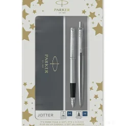 Set regalo Jotter Duo penna a sfera e penna stilografica finitura cromata