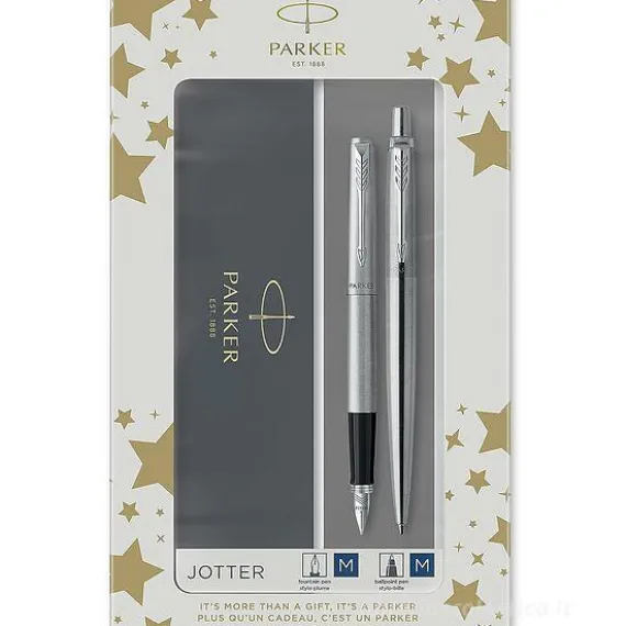 Set regalo Jotter Duo penna a sfera e penna stilografica finitura cromata