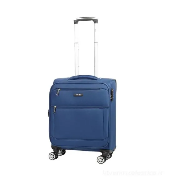 Trolley cabina in tessuto Panama blu cm 55x40x20 (75256)