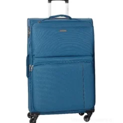 Trolley in tessuto blu petrolio cm 76x45x30 (25176)
