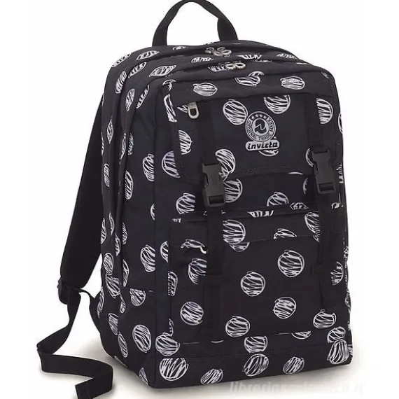 Zaino round Invicta Duffy Black Brushed Dots