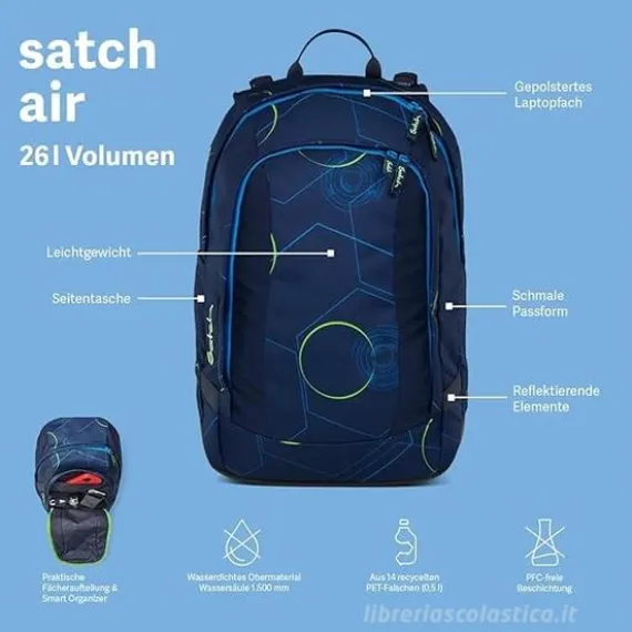 Zaino Satch Air 26L scomparto stabile per laptopair Seismic Green