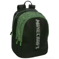 Zaino scolastico organizzato Minecraft verde e nero