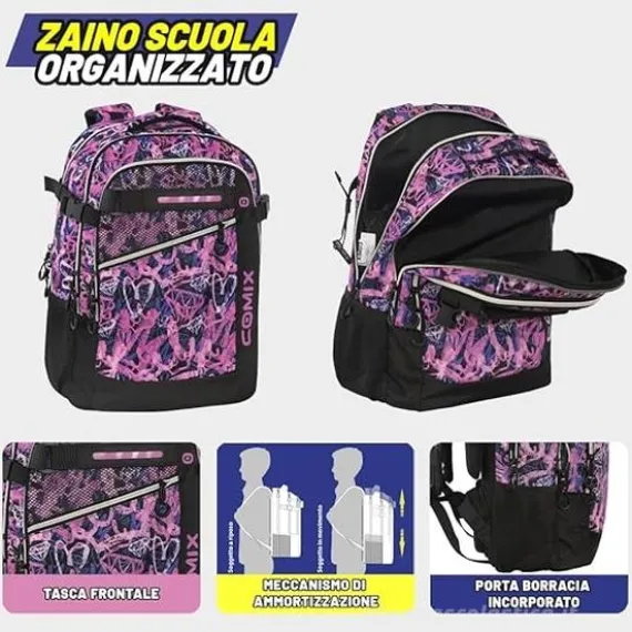 Zaino Scuola Organizzato Comix WBS 2.0 Mix Princess