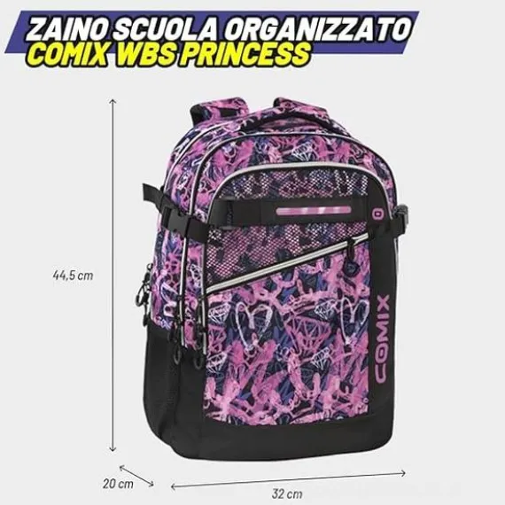 Zaino Scuola Organizzato Comix WBS 2.0 Mix Princess
