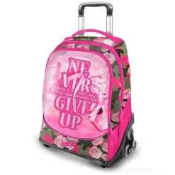 Zaino trolley Never Give Up camoglitter
